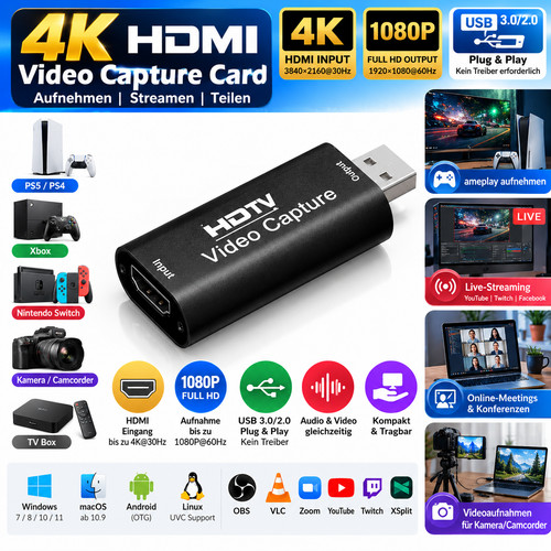Video capture card hdmi - hdmi, usb